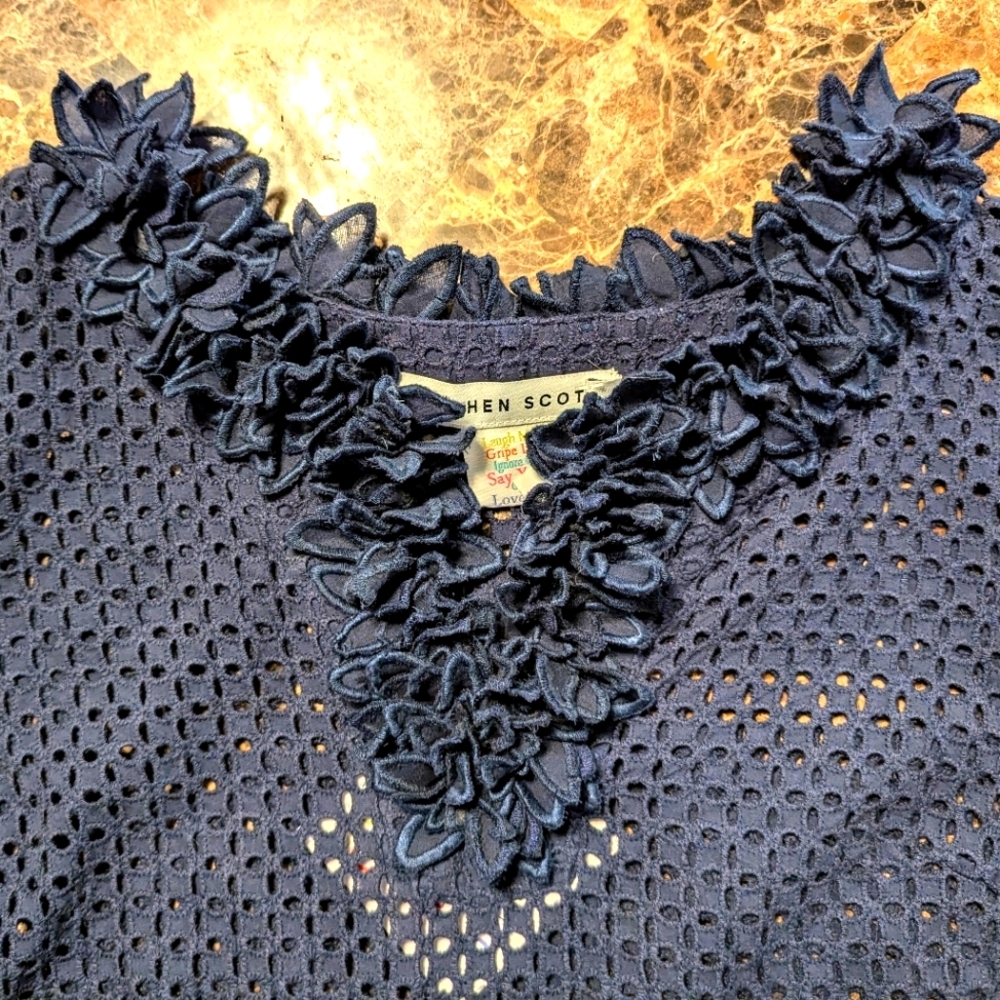 Gretchen Scott Split Neck Ruffle Top - Picture 7 of 8